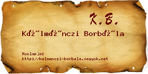 Kálmánczi Borbála névjegykártya